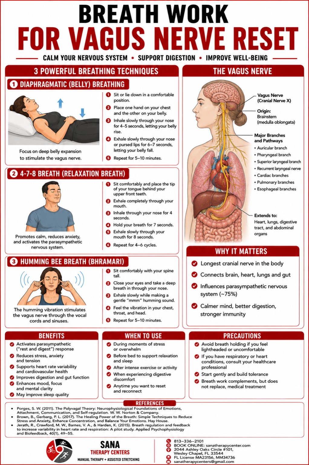 Educational guide to diaphragmatic breathing, 4-7-8 breathing, and humming bee breath